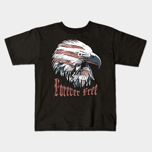 Eagle and the American flag Kids T-Shirt by peace and love